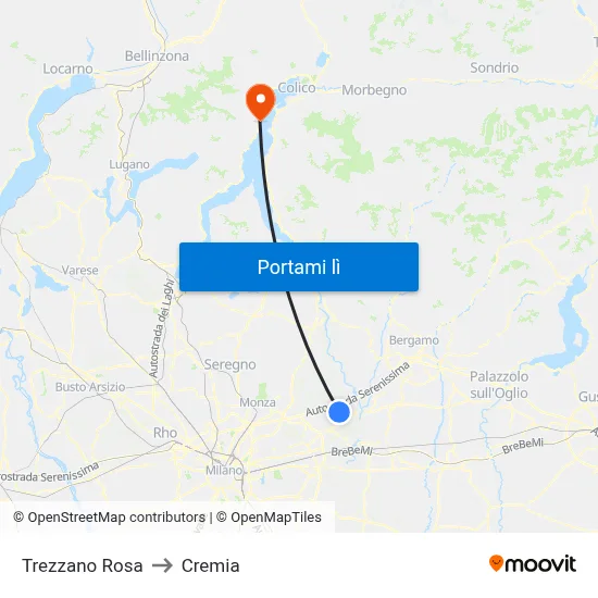 Trezzano Rosa to Cremia map