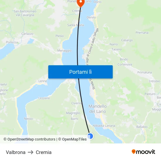 Valbrona to Cremia map