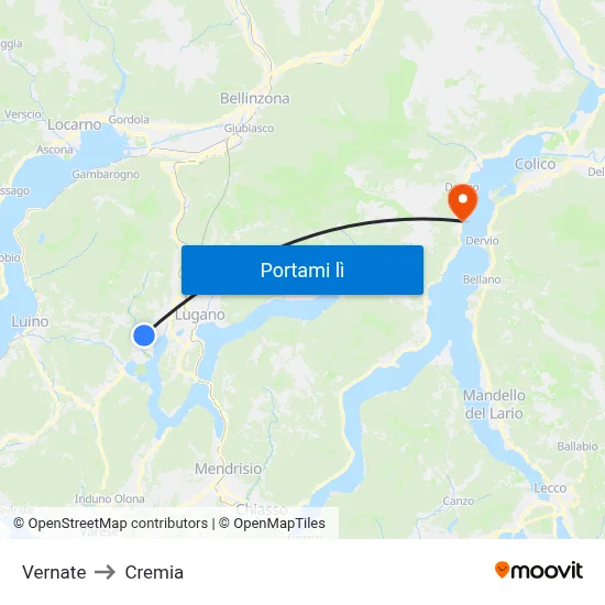 Vernate to Cremia map