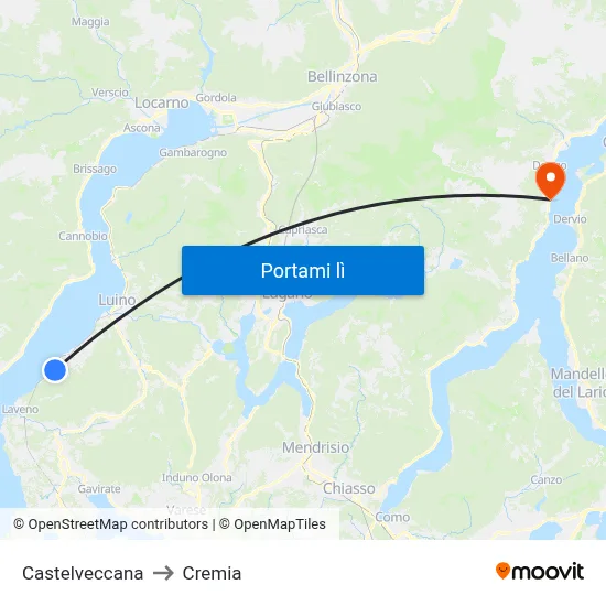 Castelveccana to Cremia map