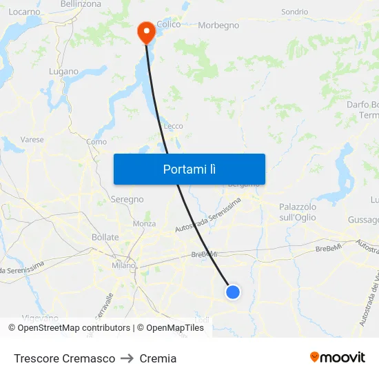 Trescore Cremasco to Cremia map