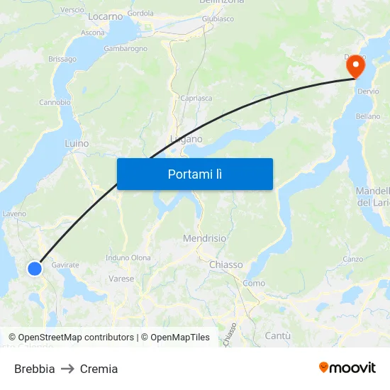 Brebbia to Cremia map