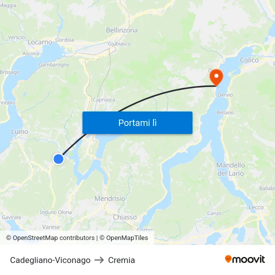 Cadegliano-Viconago to Cremia map