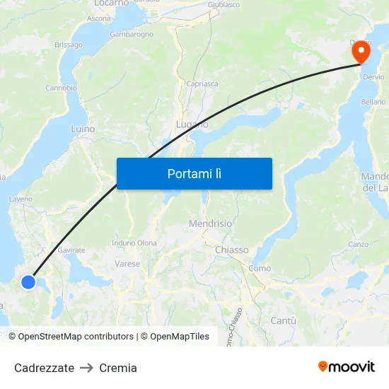 Cadrezzate to Cremia map