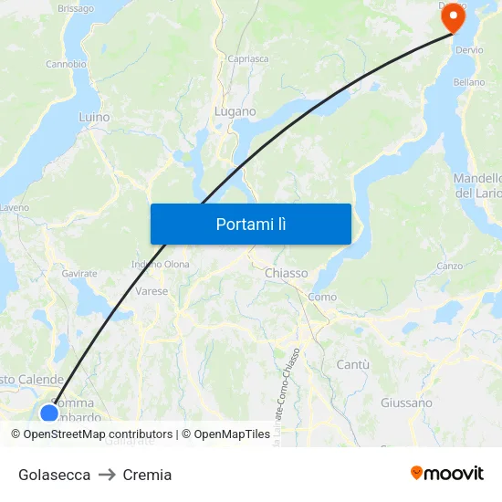 Golasecca to Cremia map