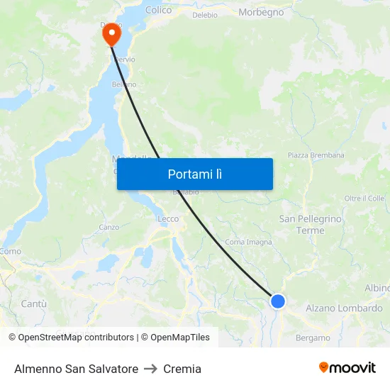Almenno San Salvatore to Cremia map