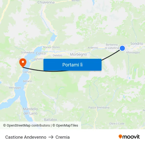 Castione Andevenno to Cremia map