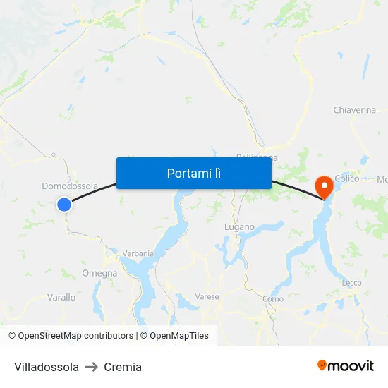Villadossola to Cremia map