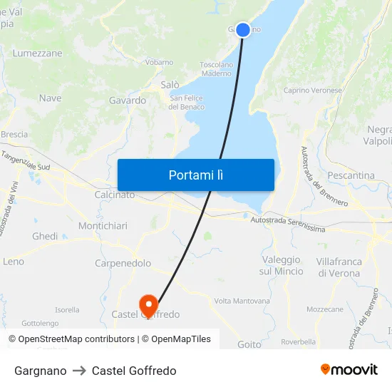 Gargnano to Castel Goffredo map