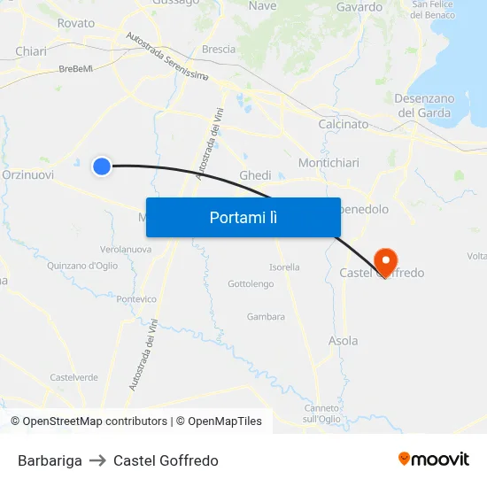 Barbariga to Castel Goffredo map