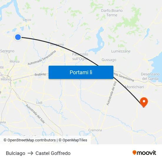 Bulciago to Castel Goffredo map