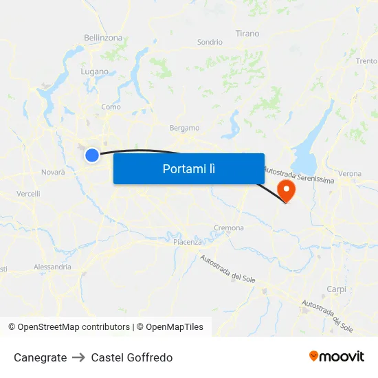Canegrate to Castel Goffredo map