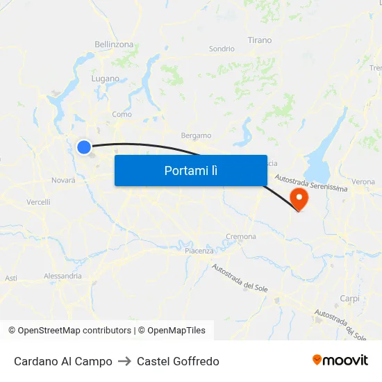Cardano Al Campo to Castel Goffredo map