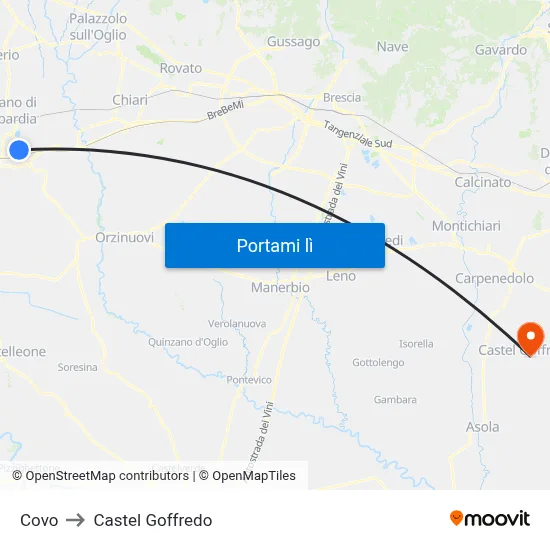 Covo to Castel Goffredo map