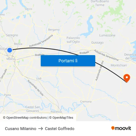 Cusano Milanino to Castel Goffredo map