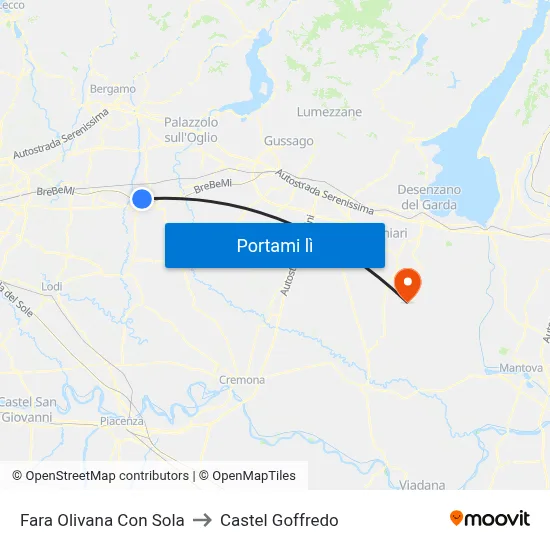Fara Olivana Con Sola to Castel Goffredo map