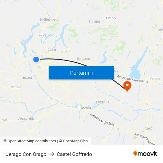 Jerago Con Orago to Castel Goffredo map