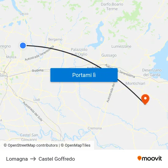 Lomagna to Castel Goffredo map