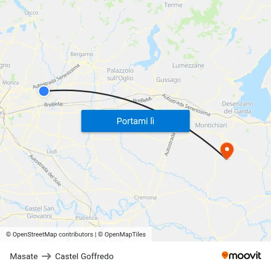 Masate to Castel Goffredo map