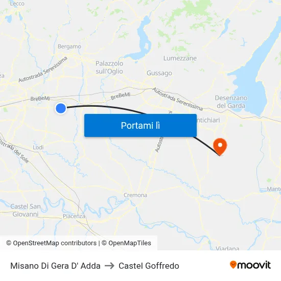 Misano Di Gera D' Adda to Castel Goffredo map