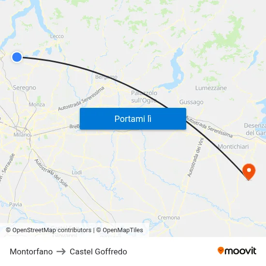 Montorfano to Castel Goffredo map