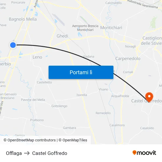 Offlaga to Castel Goffredo map