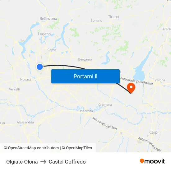 Olgiate Olona to Castel Goffredo map