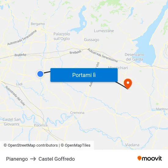 Pianengo to Castel Goffredo map