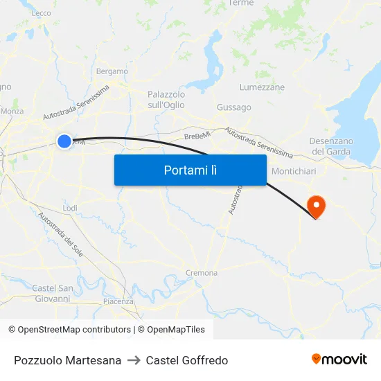 Pozzuolo Martesana to Castel Goffredo map
