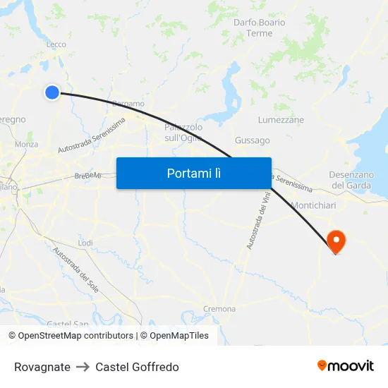 Rovagnate to Castel Goffredo map