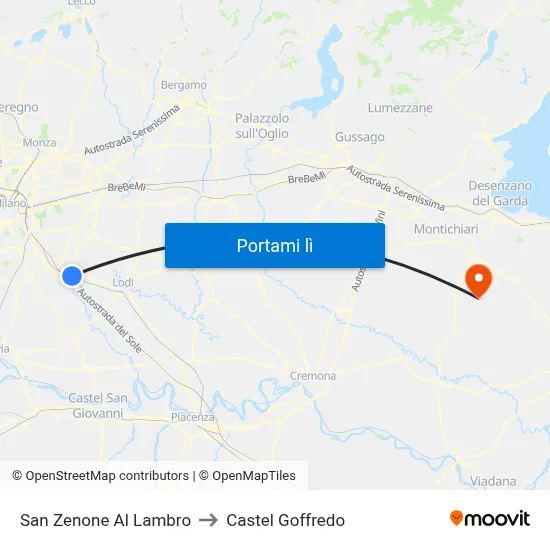 San Zenone Al Lambro to Castel Goffredo map