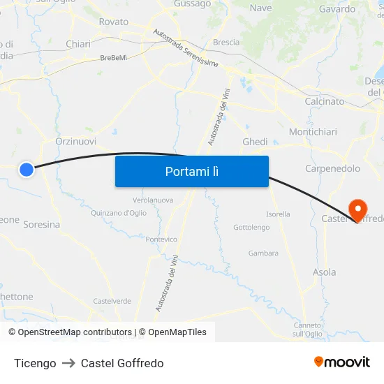 Ticengo to Castel Goffredo map