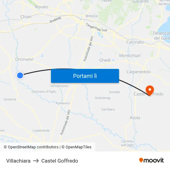 Villachiara to Castel Goffredo map