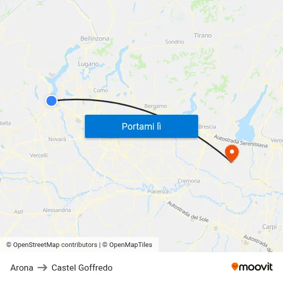 Arona to Castel Goffredo map
