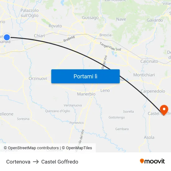 Cortenova to Castel Goffredo map