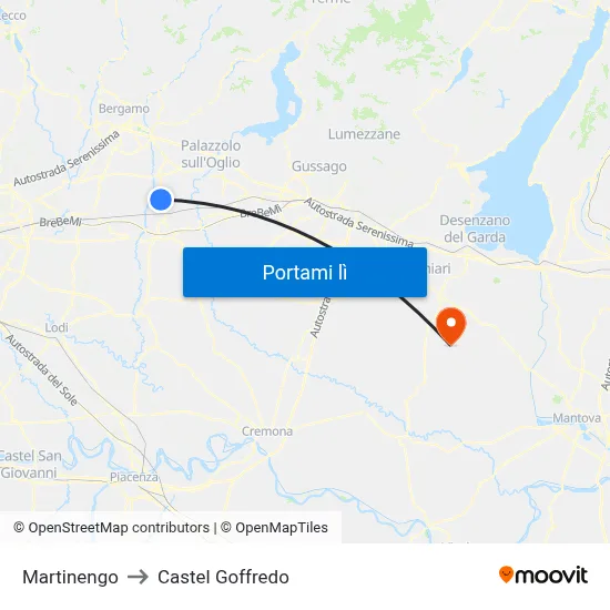 Martinengo to Castel Goffredo map