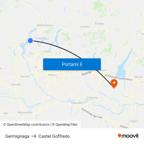Germignaga to Castel Goffredo map