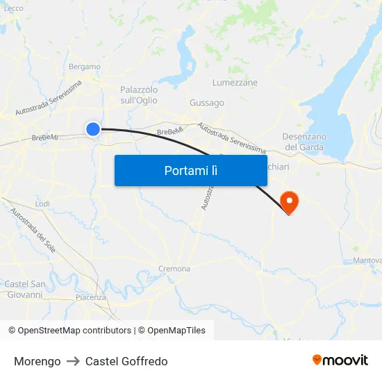 Morengo to Castel Goffredo map