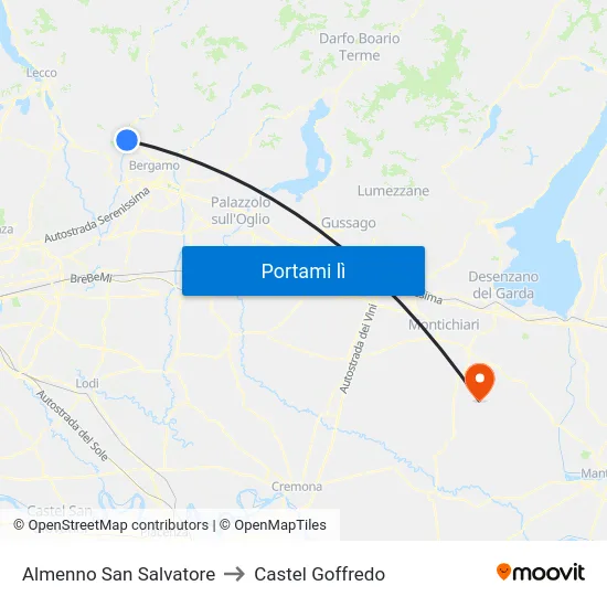 Almenno San Salvatore to Castel Goffredo map