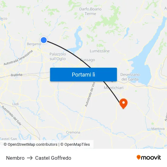 Nembro to Castel Goffredo map