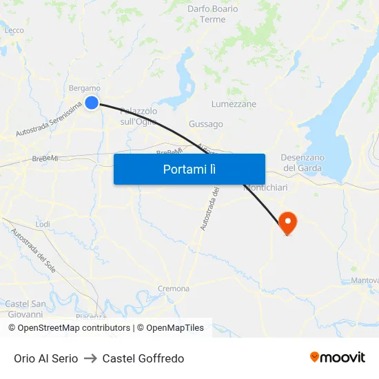 Orio Al Serio to Castel Goffredo map