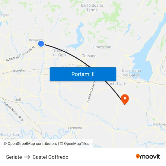 Seriate to Castel Goffredo map