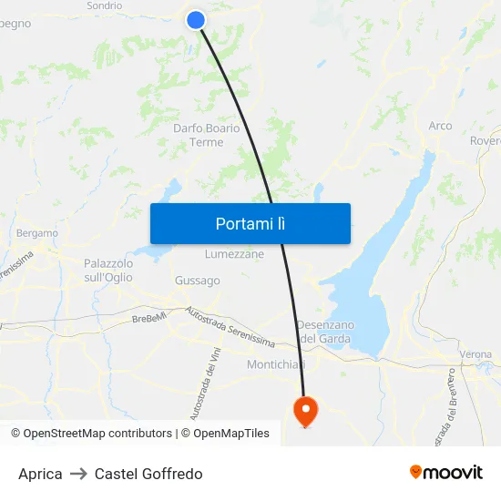 Aprica to Castel Goffredo map