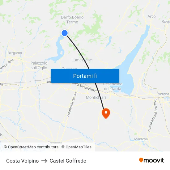Costa Volpino to Castel Goffredo map