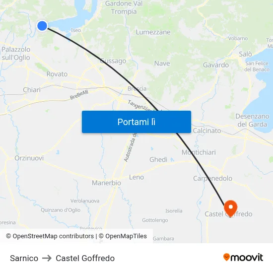 Sarnico to Castel Goffredo map