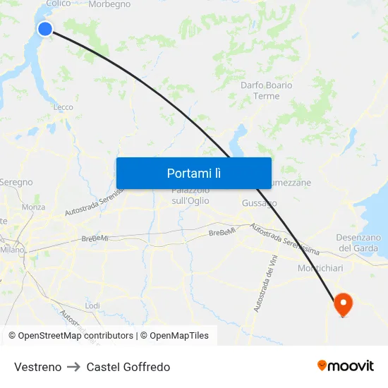 Vestreno to Castel Goffredo map