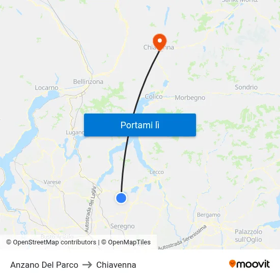 Anzano Del Parco to Chiavenna map