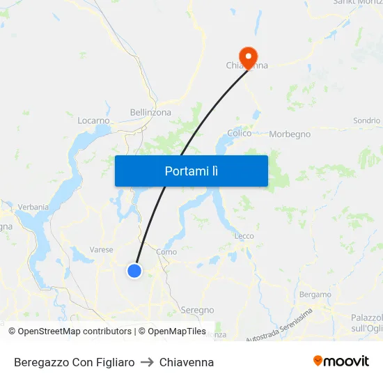 Beregazzo Con Figliaro to Chiavenna map