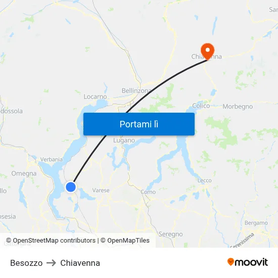 Besozzo to Chiavenna map