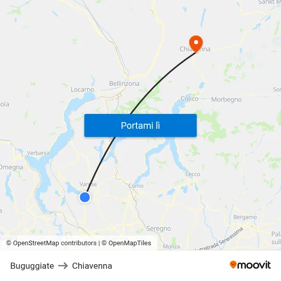 Buguggiate to Chiavenna map